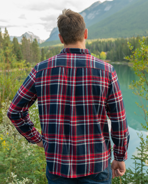 912 Men’s Red White and Blue Flannel Shirt