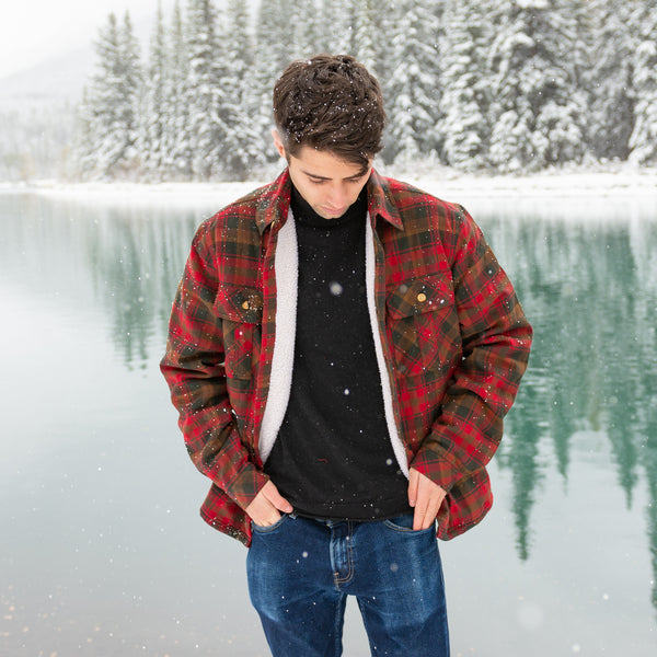 Sherpa Lined Flannel Shirt Mens Blue Plaid | Rocky Mountain Flannel