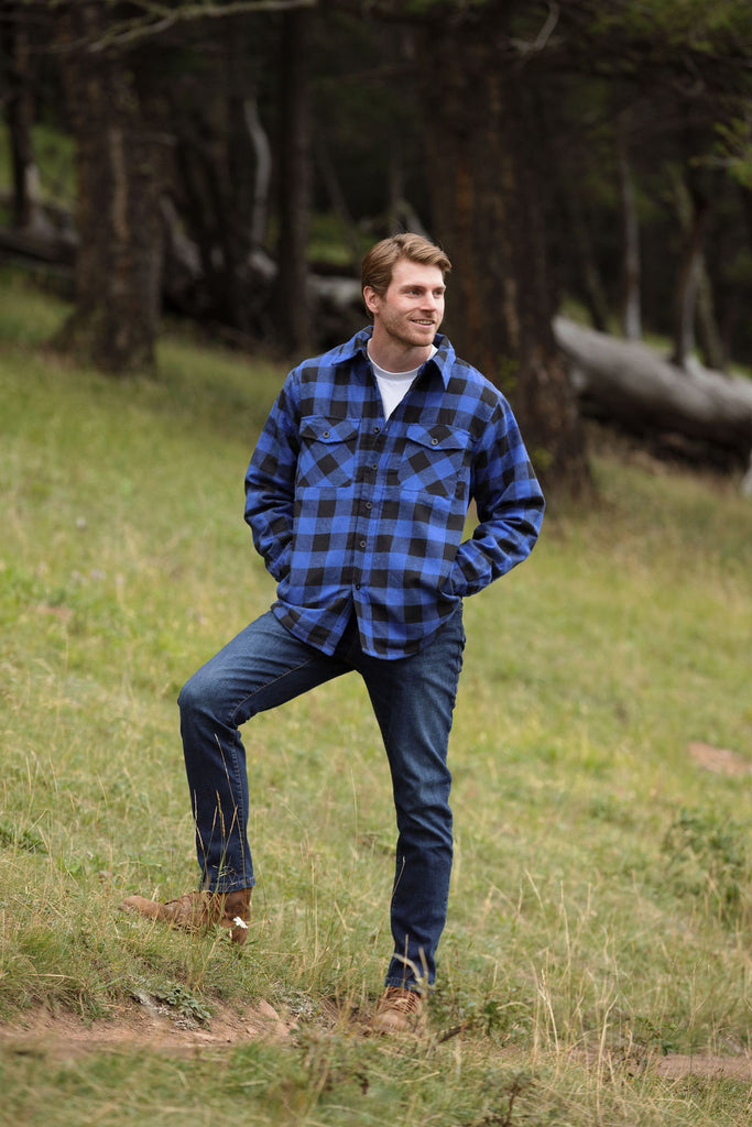 Men's Royal Blue Padded Flannel Camping Jacket