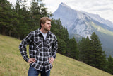 Men's Black / White Plad Padded Flannel Camping Jacket