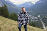 Men's Black / White Buffalo Check Padded Flannel Camping Jacket