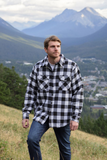 Men's Black / White Buffalo Check Padded Flannel Camping Jacket