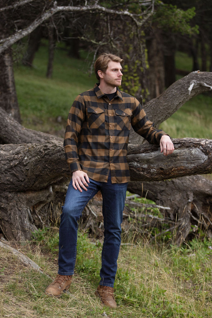 312 Men's Black and Brown Buffalo Check Flannel Shirt