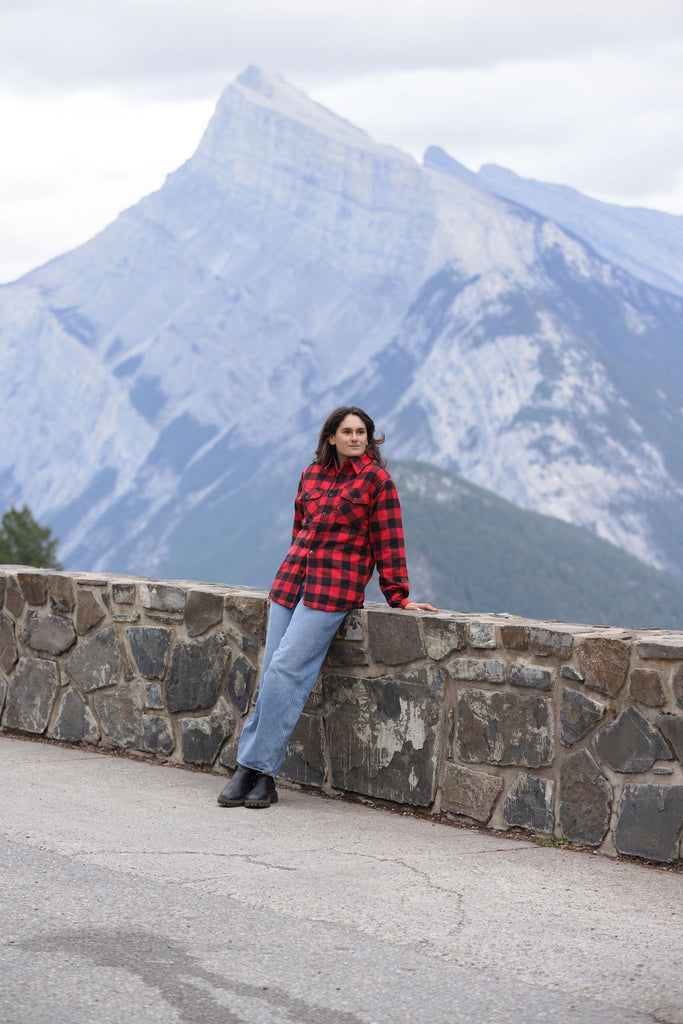 Men's Black / Red Buffalo Check Padded Flannel Camping Jacket