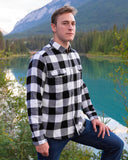 412 Men's Black And White Large Buffalo Check Flannel Shirt