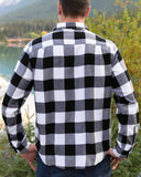 412 Men's Black And White Large Buffalo Check Flannel Shirt