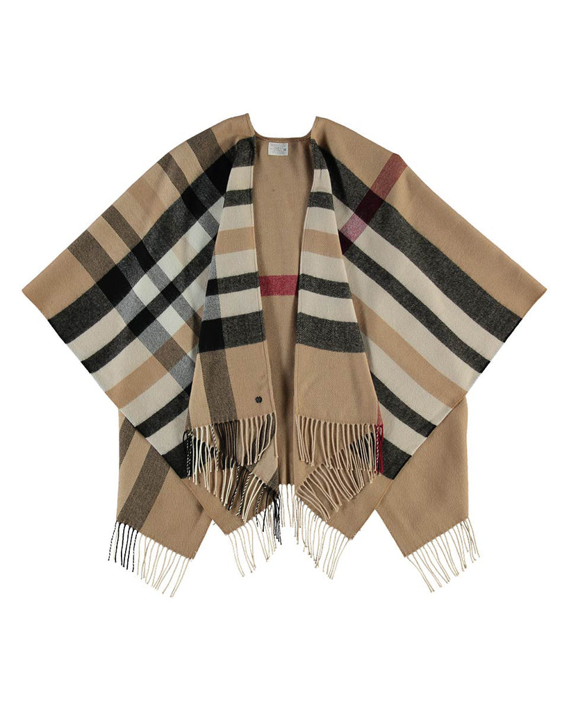 Plaid Ruana (Poncho) in Camel