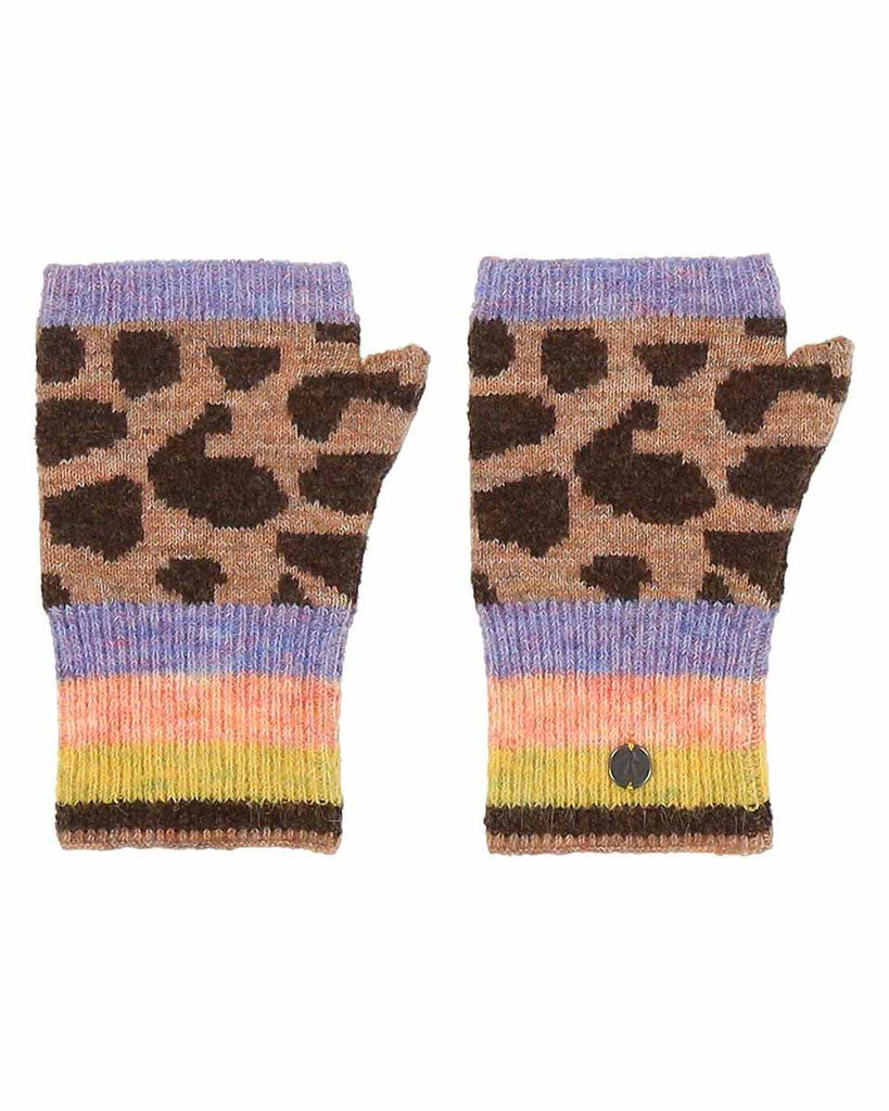 Fingerless Gloves Camel Leopard