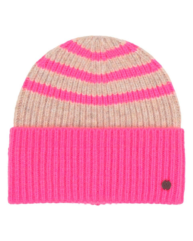 Neon Pink Striped Beanie