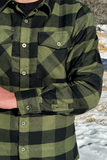 312 Men's Black and Olive Buffalo Check Flannel Shirt