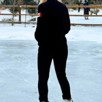 Black full zip fitted Canadian Jacket with Canada flag on left arm.