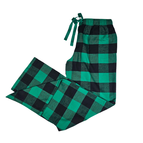 Flannel Lounge Pants in Black and Green Buffalo Check