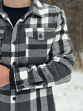 Brush Flannel Shacket / Grey Check