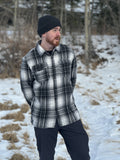 Brush Flannel Shacket /  Black and White PLAID