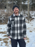 Brush Flannel Shacket /  Black and White PLAID