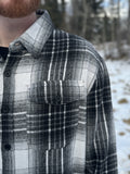 Brush Flannel Shacket /  Black and White PLAID