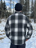 Brush Flannel Shacket /  Black and White PLAID