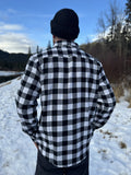 312 Men's Black and White Buffalo Check Flannel Shirt