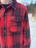 Brush Flannel Shacket  Red / Black Plaid