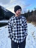 Men's Black / White Buffalo Check Padded Flannel Camping Jacket