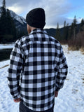 Men's Black / White Buffalo Check Padded Flannel Camping Jacket