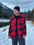 Brush Flannel Shacket  Red / Black Buffalo Check