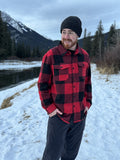 Brush Flannel Shacket  Red / Black Buffalo Check