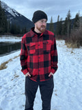 Brush Flannel Shacket  Red / Black Buffalo Check