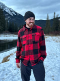 Brush Flannel Shacket  Red / Black Buffalo Check