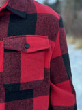 Brush Flannel Shacket  Red / Black Buffalo Check