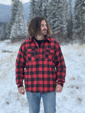 Men's Black / Red Buffalo Check Padded Flannel Camping Jacket