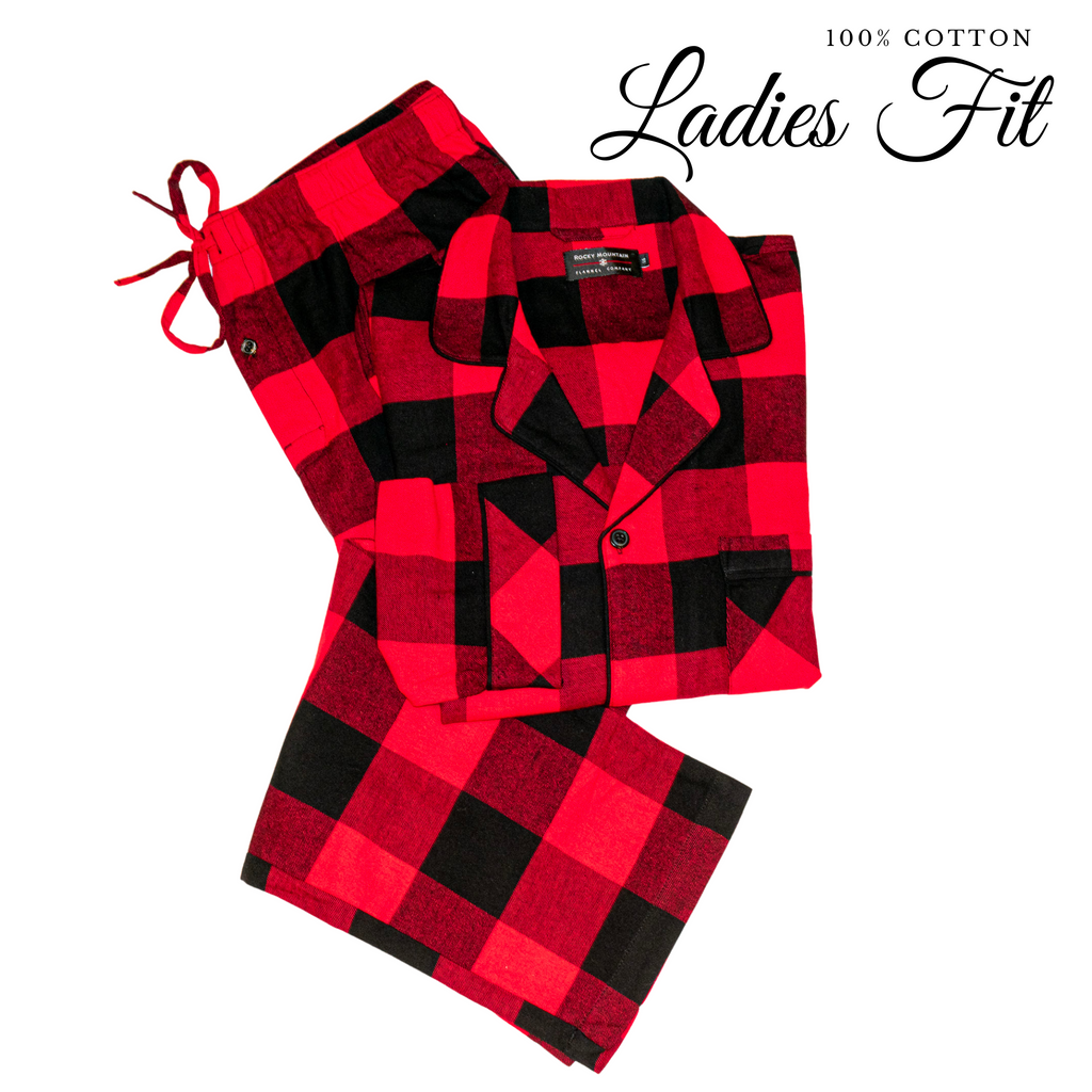 Ladies 2pc. Flannel Pyjama / Red and Black Buffalo Check