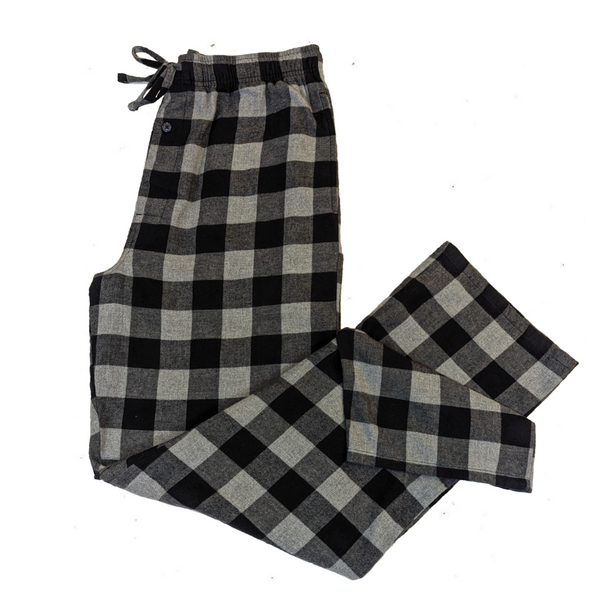 Mens Flannel Lounge Pant / Black & Grey /  Buffalo Check