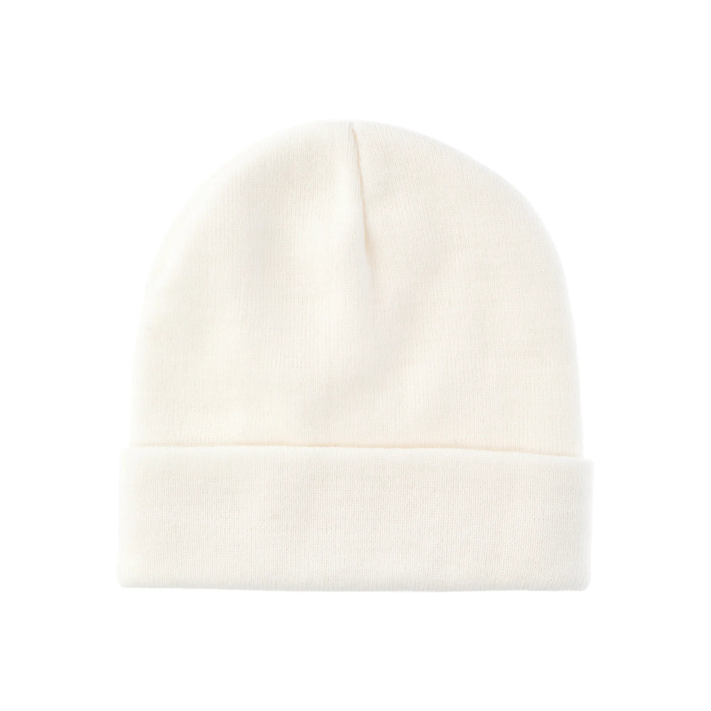 Flat Knit Beanie- White