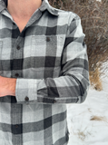 912 Men’s Grey Buffalo Check Flannel Shirt