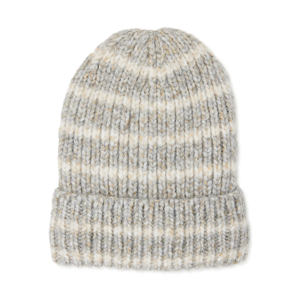 Ribbed Beanie- Striped Grey