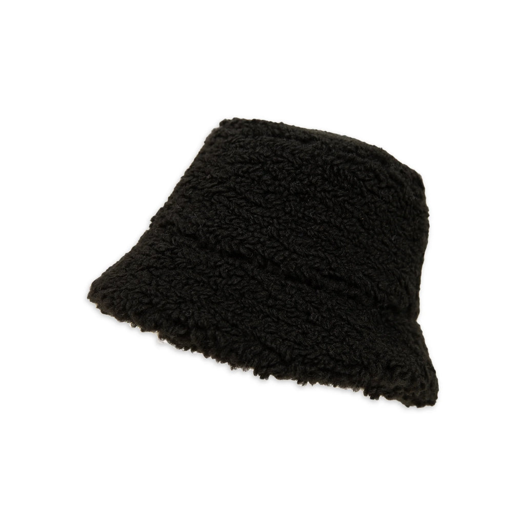 Faux Shearling Bucket Hat- Black