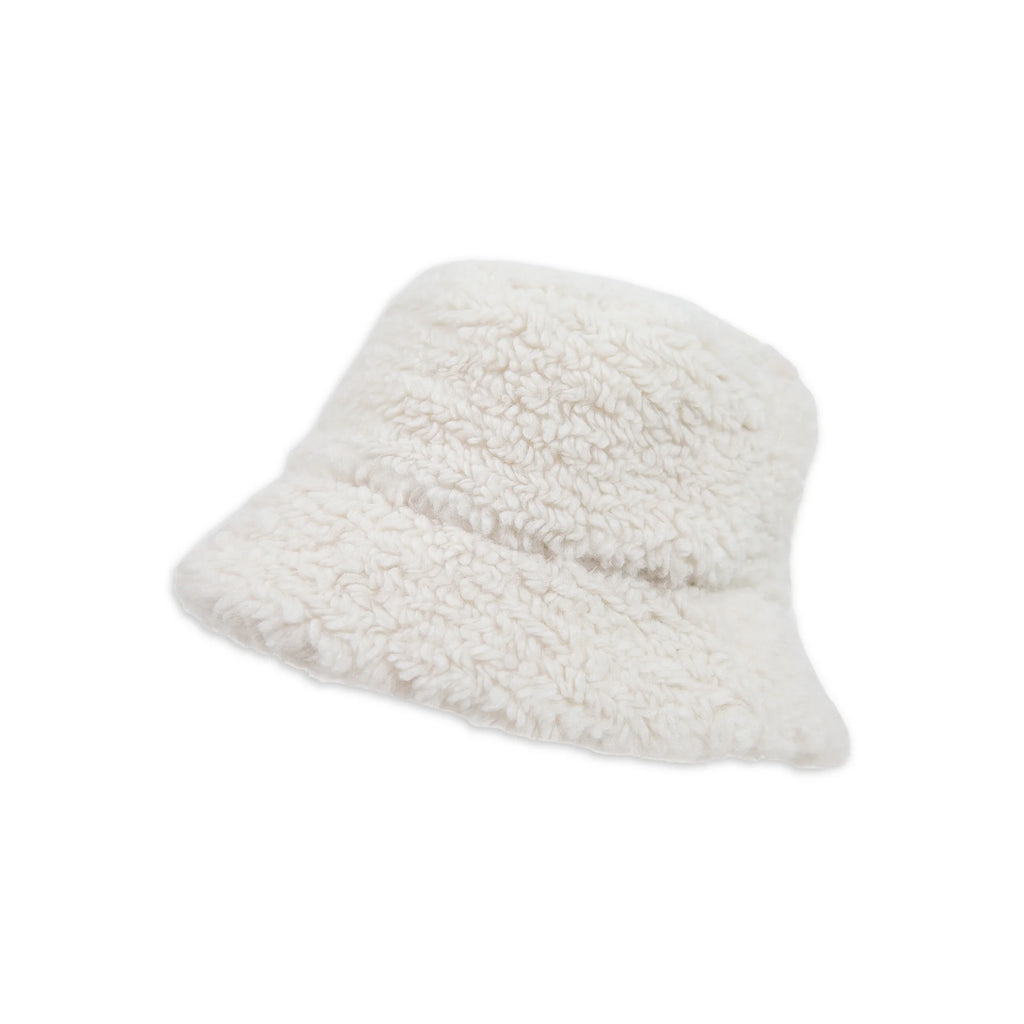 Faux Shearling Bucket Hat- White