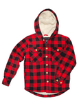 Kids Sherpa Jacket in Red Black