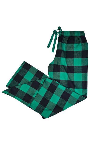 Flannel Lounge Pants in Black and Green Buffalo Check