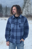 Brush Flannel Shacket /  Navy & Blue Large Buffalo Check