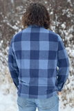 Brush Flannel Shacket /  Navy & Blue Large Buffalo Check