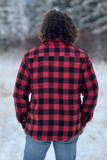 Men's Black / Red Buffalo Check Padded Flannel Camping Jacket