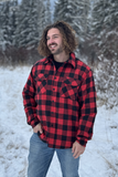 Men's Black / Red Buffalo Check Padded Flannel Camping Jacket